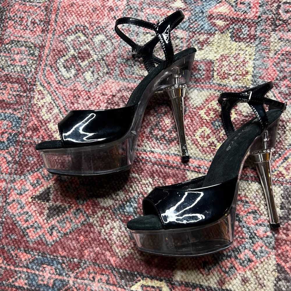 lapdance black & clear pleaser style stripper exotic dancer platform hee…